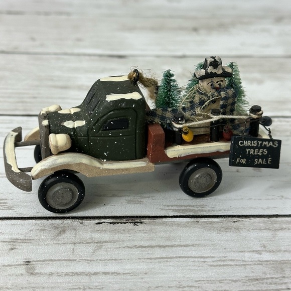WOODEN TRUCK CHRISTMAS ORNAMENT Trees for Sale - Picture 1 of 7